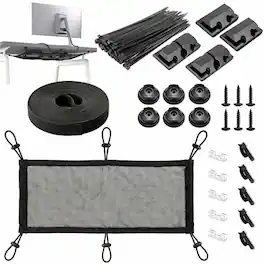Turonic - DM2 Cable Management Under Desk Net Kit and Cable Organizer System - Nylon Mesh 50x25 cm, 11 lbs Load, 6-Point - Unknown