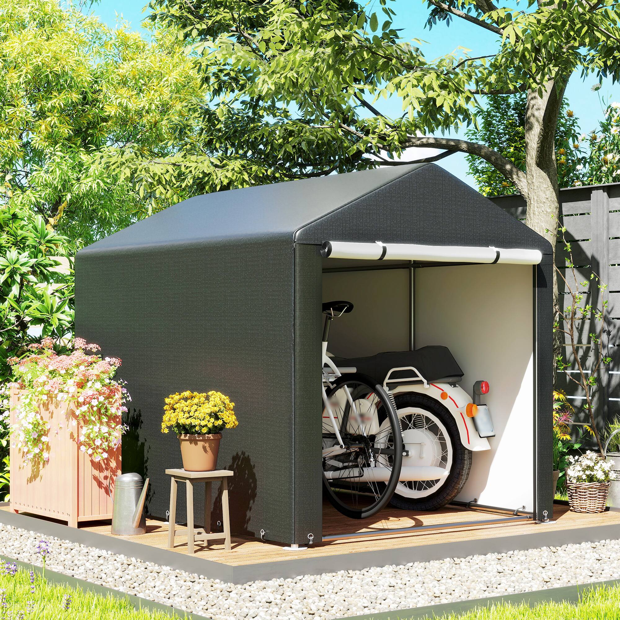 Alt View 8. Outsunny - Outsunny Portable Storage Shed Heavy Duty Outdoor Shed, Black - Black.