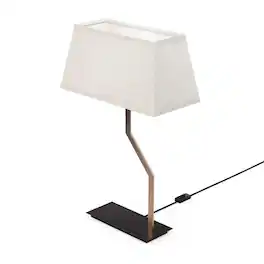 Infibrite - Angled Brass 25 Inch Table Lamp with Textured Shade, E26 Bulb Compatible - White
