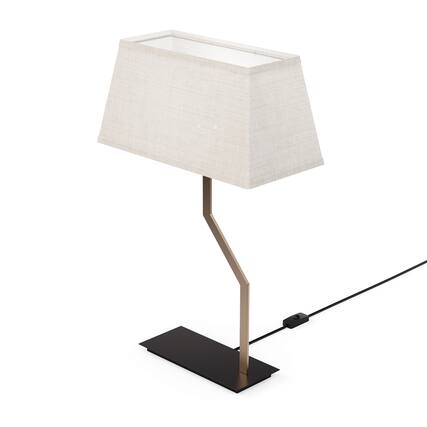 Front. Infibrite - Angled Brass 25 Inch Table Lamp with Textured Shade, E26 Bulb Compatible - White.