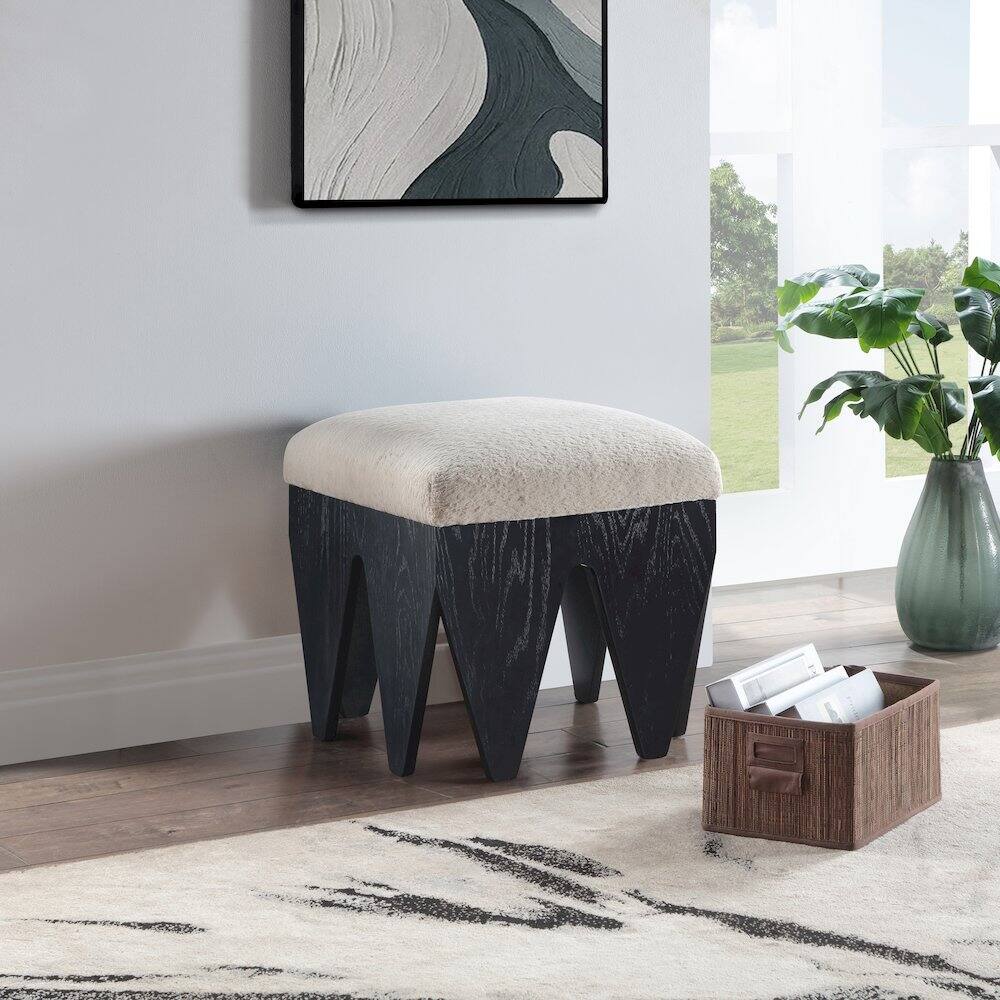 Alt View 1. Meridian Furniture - Altair Beige Velour Fur Fabric Bench - Beige.