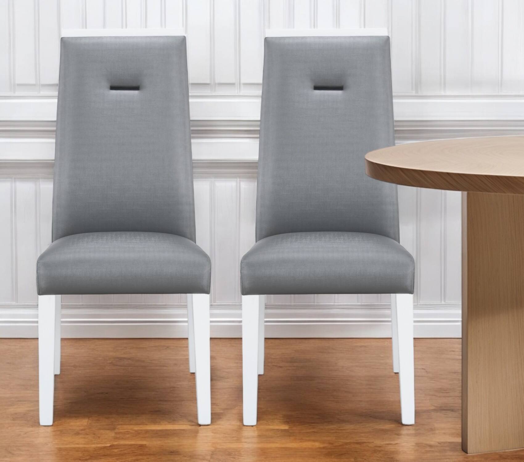 Angle. Hivvago - Hivvago Set of Two Upholstered Faux Leather Dining Side Chairs - Gray.