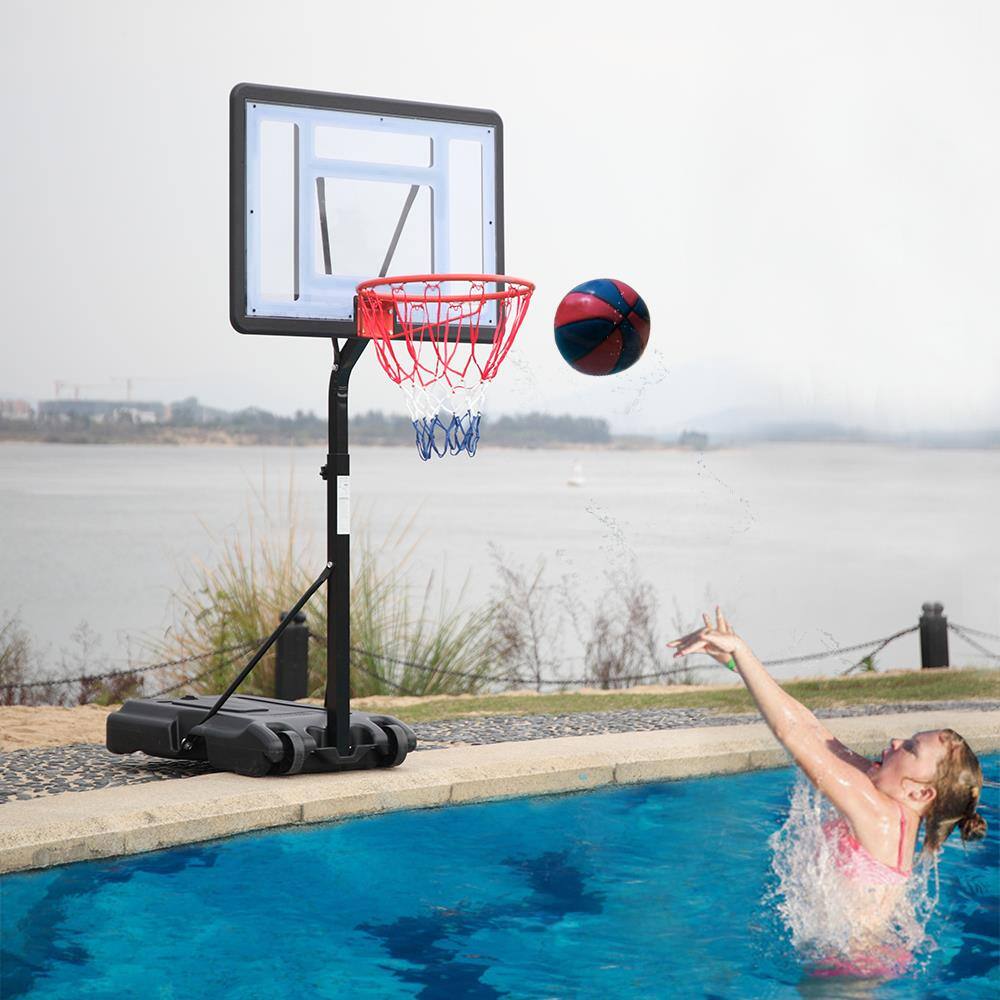 Alt View 1. Winado - Poolside Basketball Hoop, Adjustable Height 45-53" Swimming Pool Upgraded Portable Basketball Hoop Stand with Fillable B - Black.