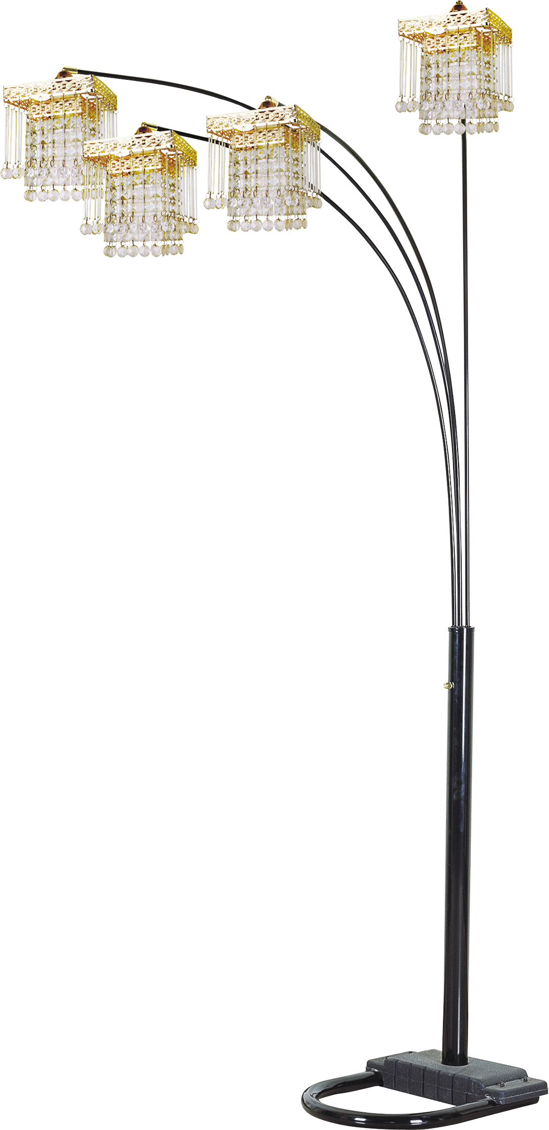 Angle. APRILSOUL - Black 4-SQUARE SHADE CRYSTAL INSPIRED ARCH FLOOR LAMP - Black+Gold.