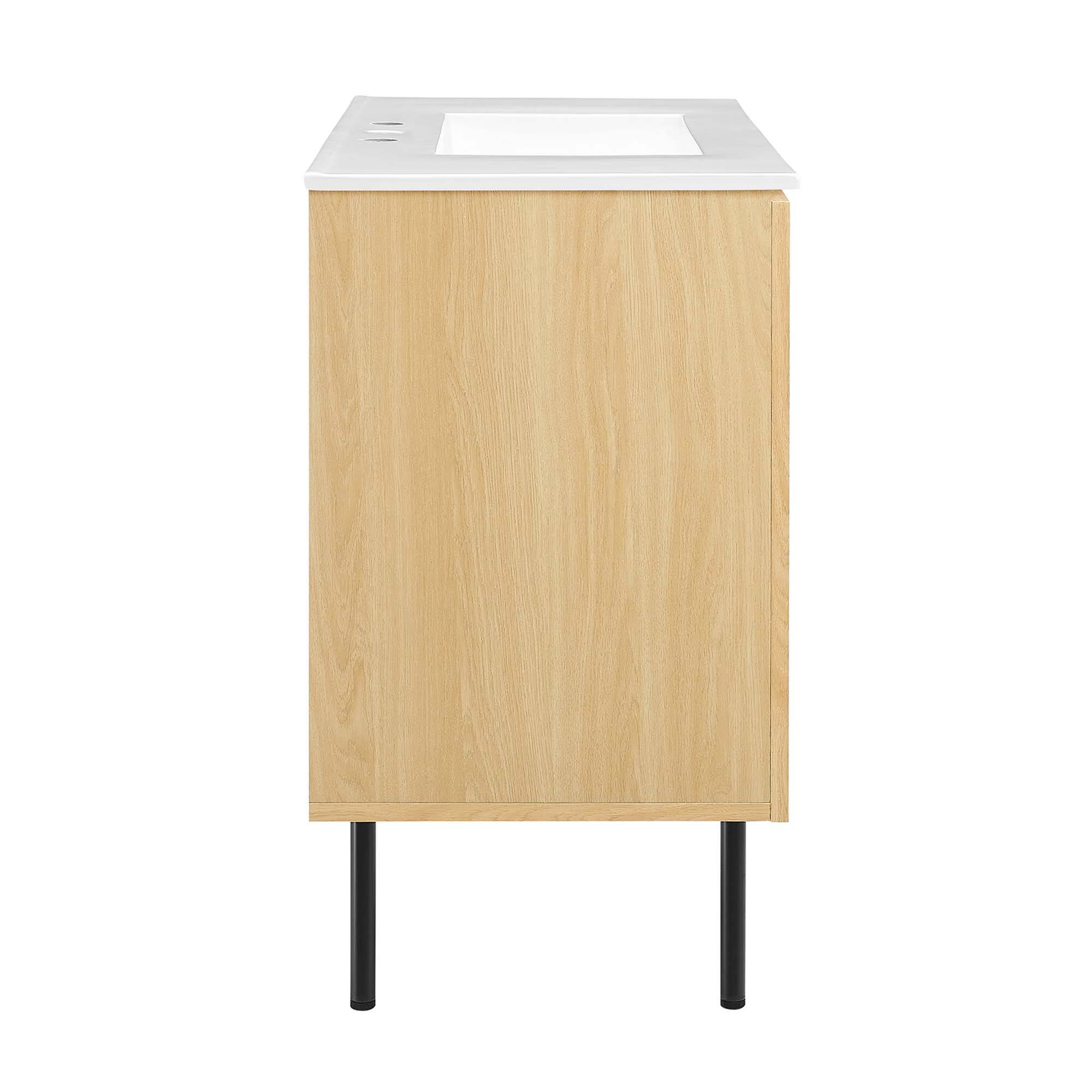 Alt View 3. Modway - Chaucer Bathroom Vanity with White Basin Included by Modway - Oak White.