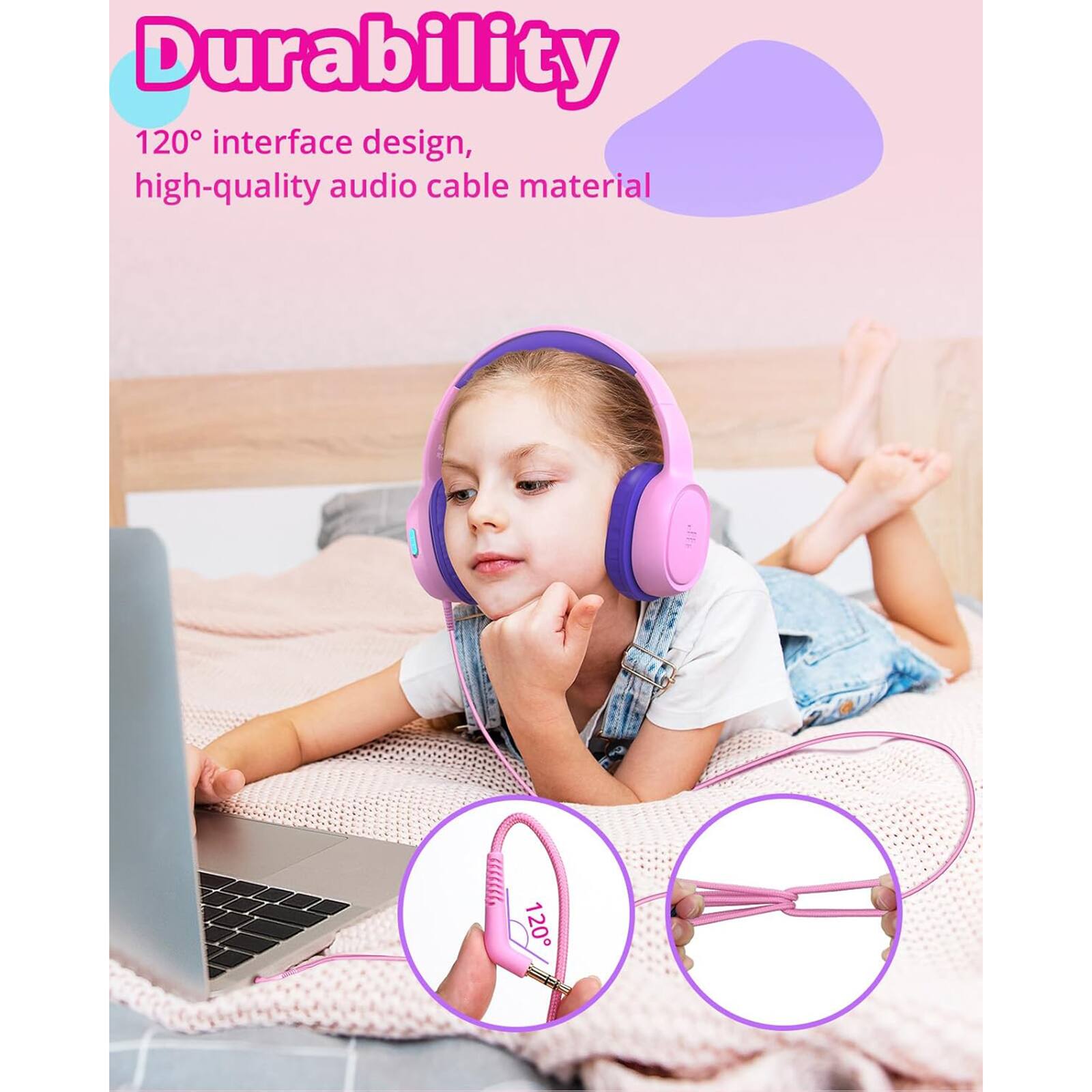 Durability: 120 interface design, high-quality audio cable material.