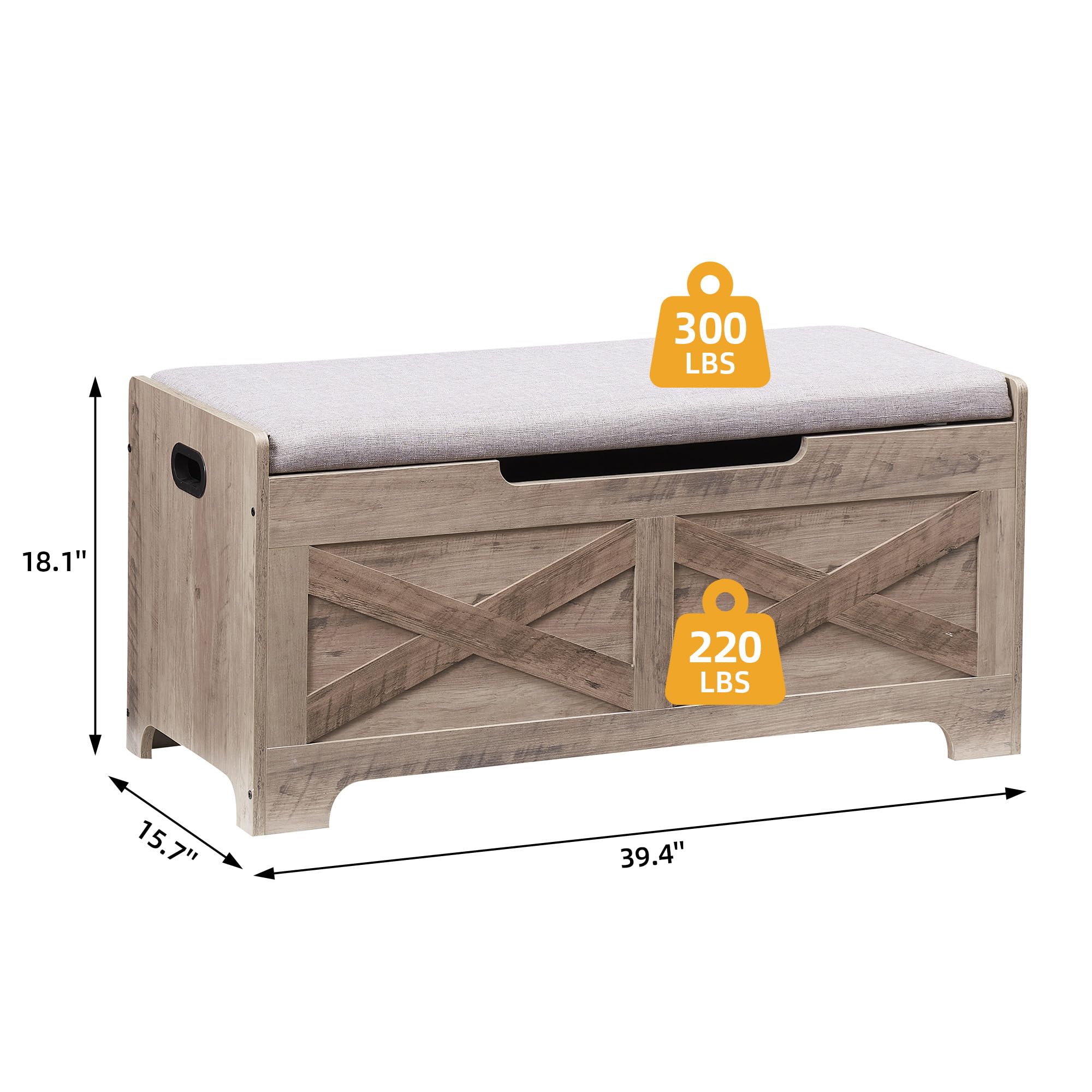 300 LBS  
18.1"  
220 LBS  
15.7"  
39.4"