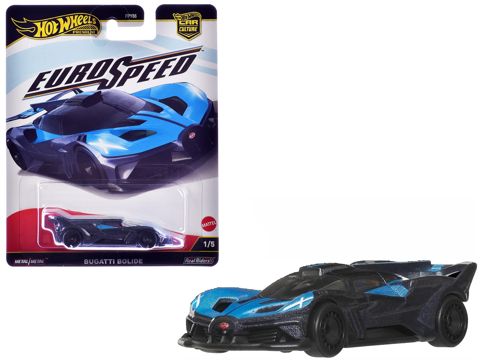 Bugatti Bolide "Euro Speed" Series Diecast Model Car by Hot Wheels - Blue and Dark Blue Metallic
