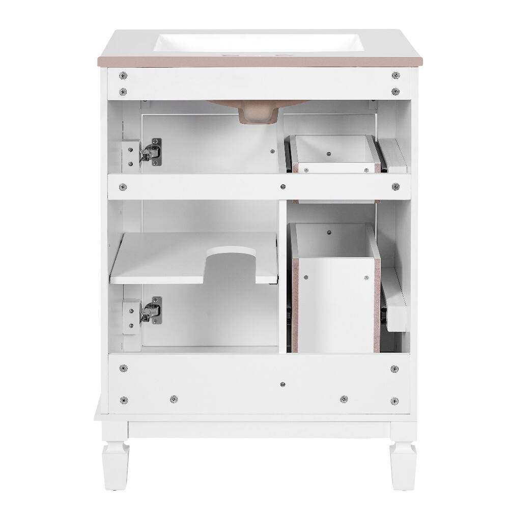 Alt View 9. Loheer - Loheer 24 inch bathroom vanity with sink White Small Bathroom Vanity with 2 Drawers and Adjustable Shelf - White.