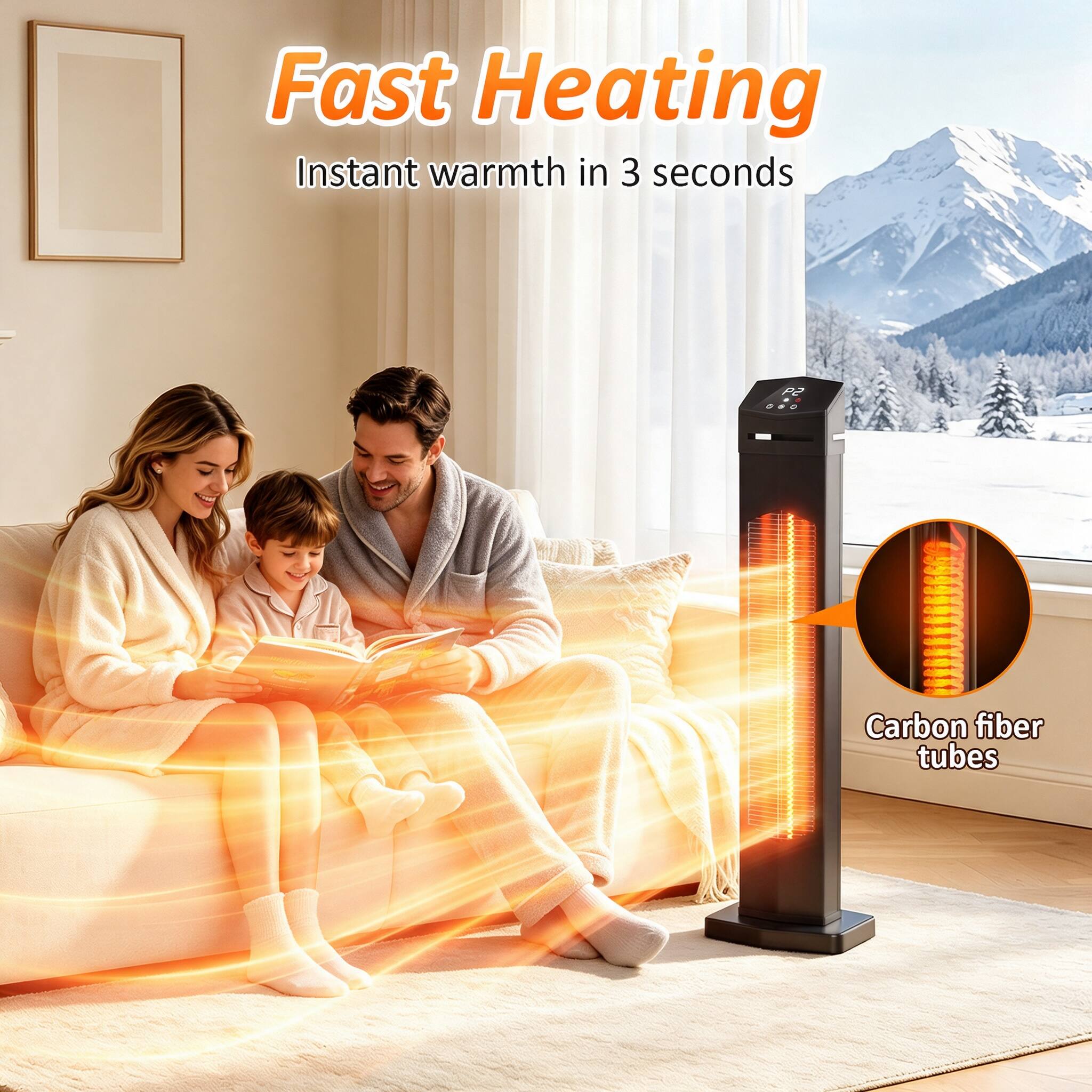 Fast Heating  
Instant warmth in 3 seconds  

Carbon fiber tubes