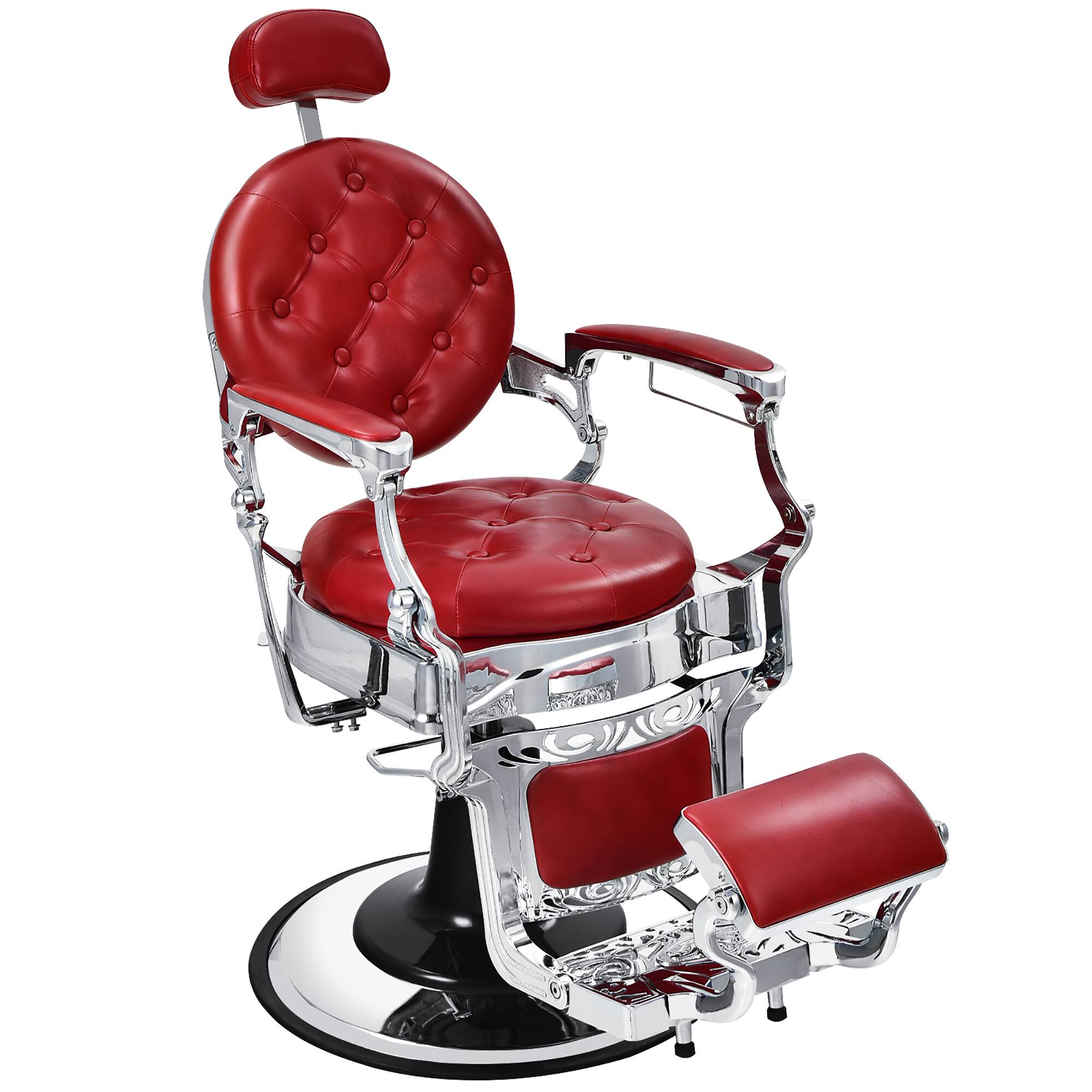Front. Costway - Chair Salon Chair Hydraulic Recline Beauty Spa Styling Equipment - Red.