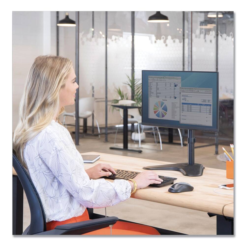 Left. Fellowes - Professional Series 11 in. x 15.4 in. x 18.3 in. Supports 17 lbs. Single Freestanding Monitor Arm For 32 in. Monitors - Black.
