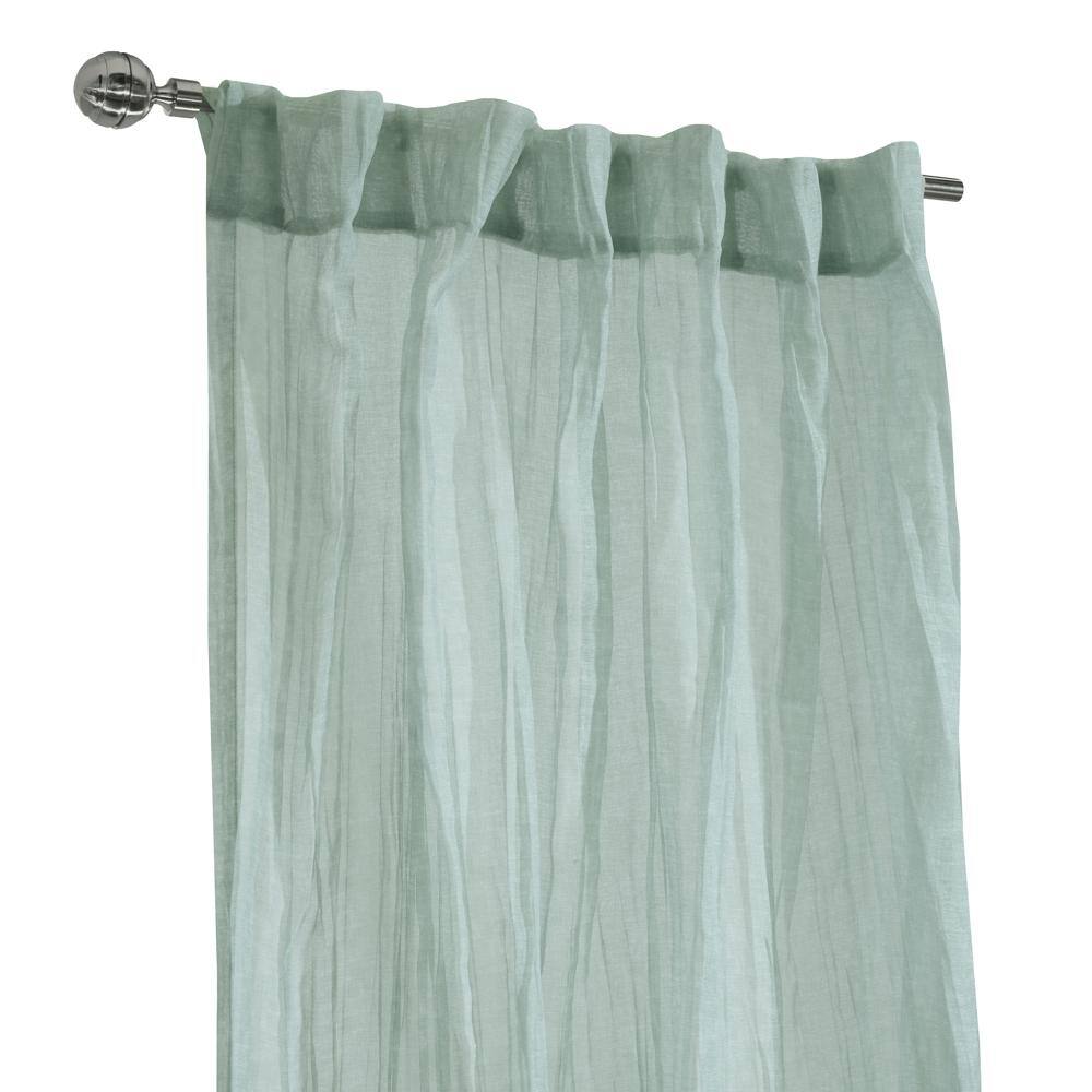 Left. Commonwealth Home Fashions - Habitat Paloma Sheer Dual Header Stylish and Functional Curtain Panel 52" x 95" Pale Thyme - Pale Thyme.