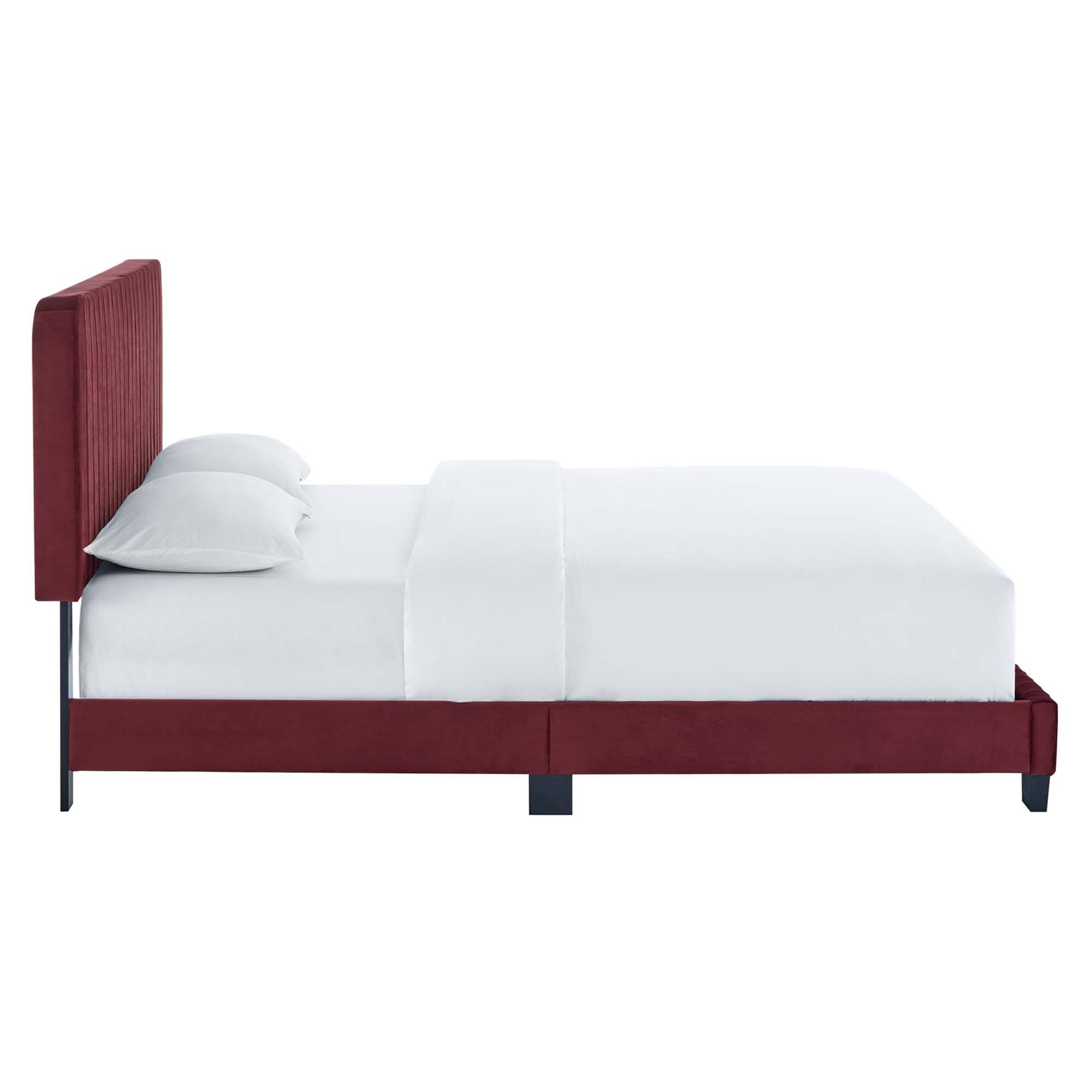 Back. Modway - Alexandria Tufted Performance Velvet Twin Platform Bed - Red.