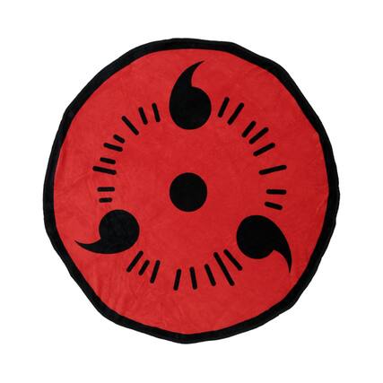 Front. Just Funky - Naruto Shippuden Sharingan 48 Inch Round Fleece Throw Blanket - Red.