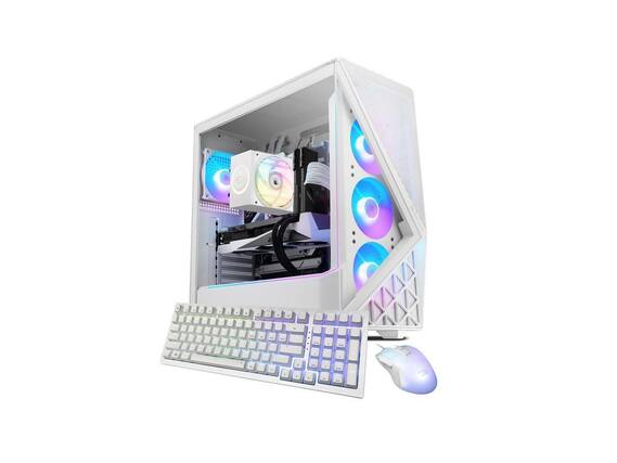 Front. iBUYPOWER - iBUYPOWER Slate Gaming PC - Intel Ultra 9 285, RTX 5070, 32GB DDR5, 2TB SSD, Win 11, KB+Mouse - White.