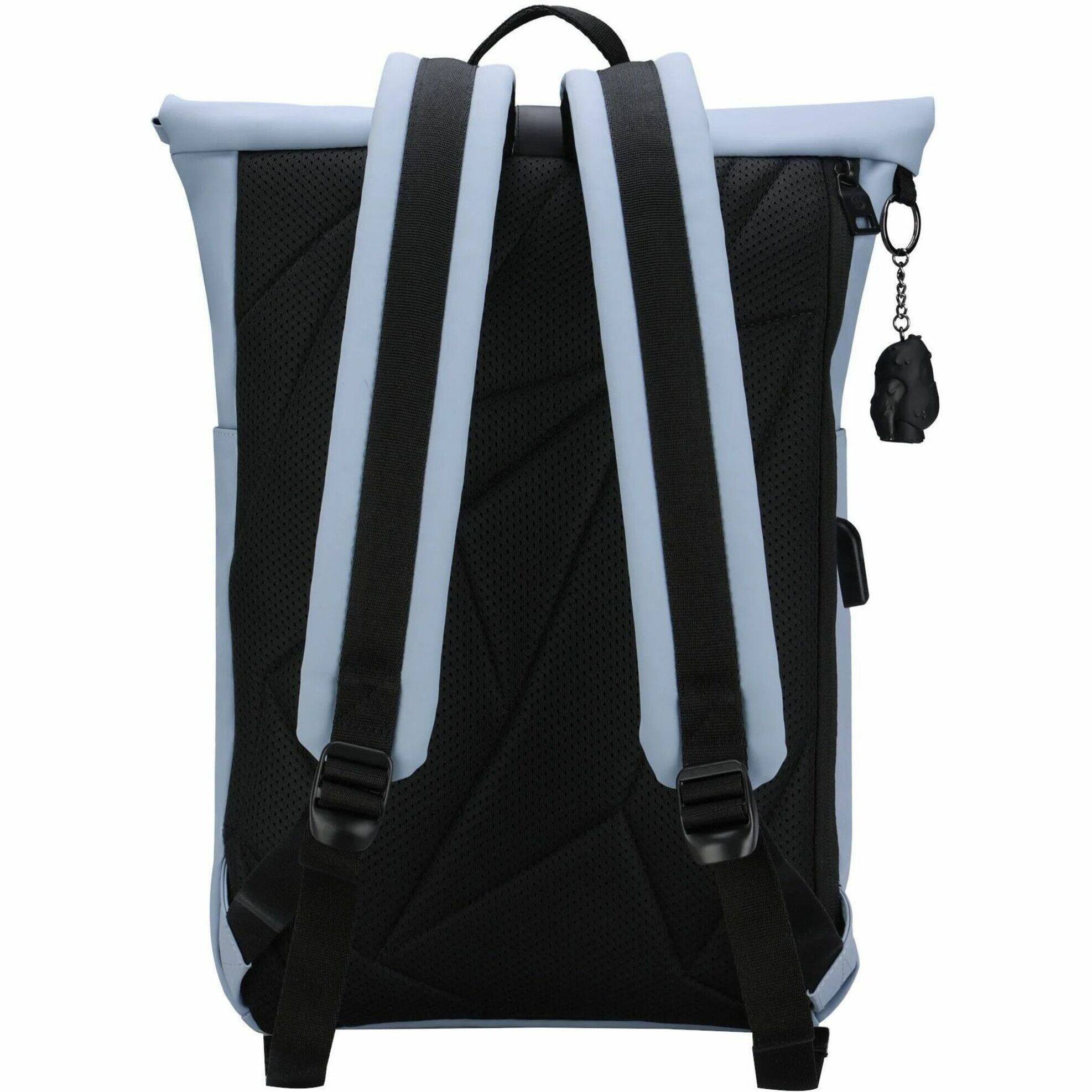 Alt View 11. Swissdigital Design - LAMONE Rolltop TSA-Friendly Water-Resistant Backpack With USB Charging Port  RFID Protection and Fits Up to 16″ Laptop - Light Blue.