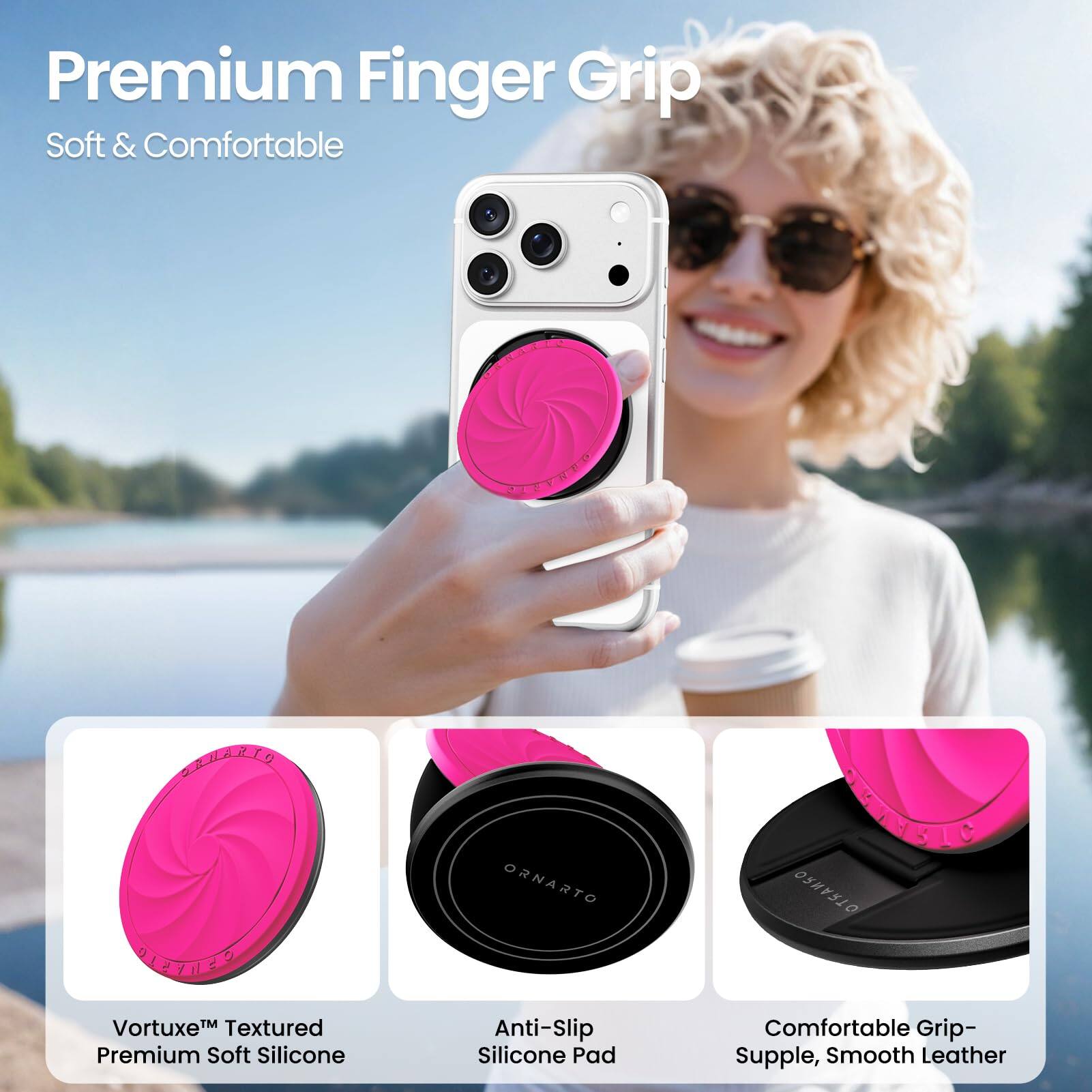 Premium Finger Grip  
Soft & Comfortable  

Vortex™ Textured Premium Soft Silicone  
Anti-Slip Silicone Pad  
Comfortable Grip - Supple, Smooth Leather