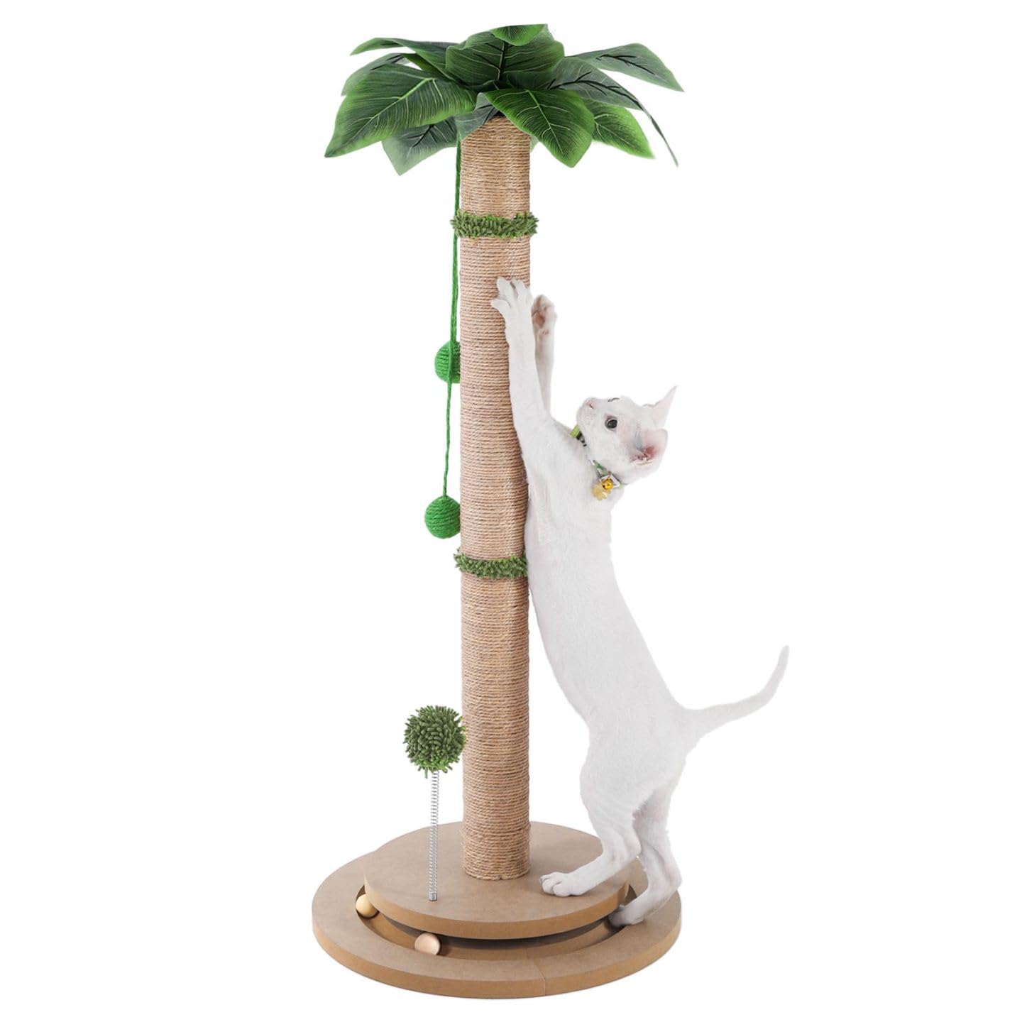 Front. Hirose Alice - Posts For Indoor Cats Adults - 33 2 Tall Cat With Sisal Rope Cute Kitten Tree Interactive Ball Track - brown 33.2 in for Adult Cat.