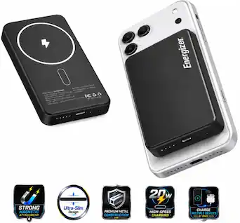 Energizer - Strong Magnetic Attachment Ultra-Slim Design Premium Metal Construction 20W High-Speed Charging Charge Multiple Devices at Once