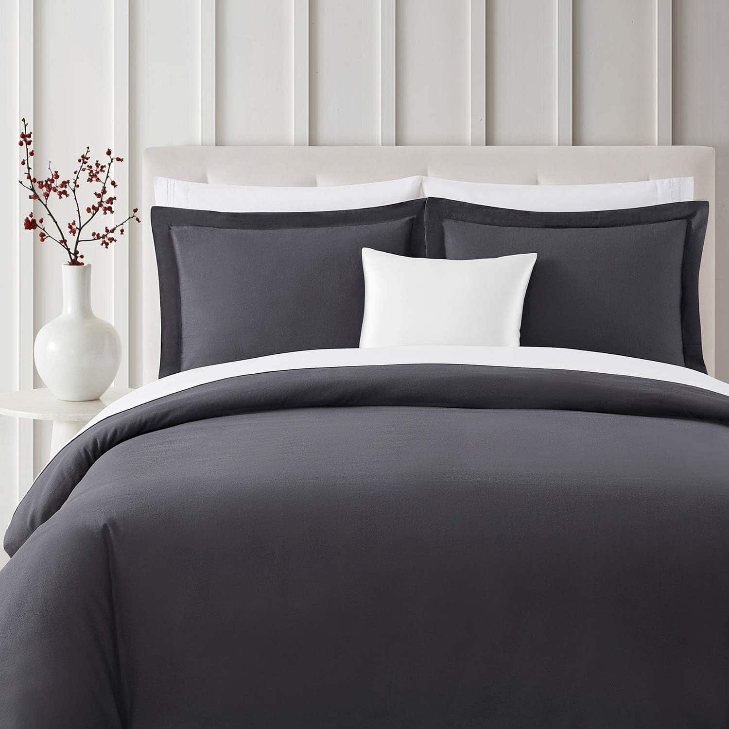 Bibb Home - 3-Piece Heavyweight Flannel Duvet Cover Set - Gray price history on PriceWatchPro