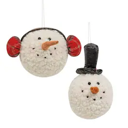 BreeBe - Winter Snowman Head Ornament 2 Asstd - White