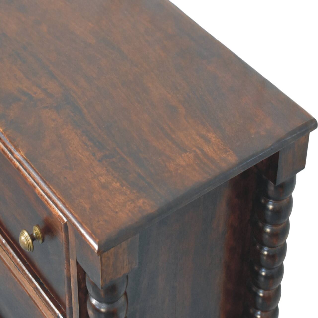 Alt View 1. Artisan Furniture - Artisan Furniture Solid Wood Spindle Winewood Chest, 3 Drawer, Brown - Brown.