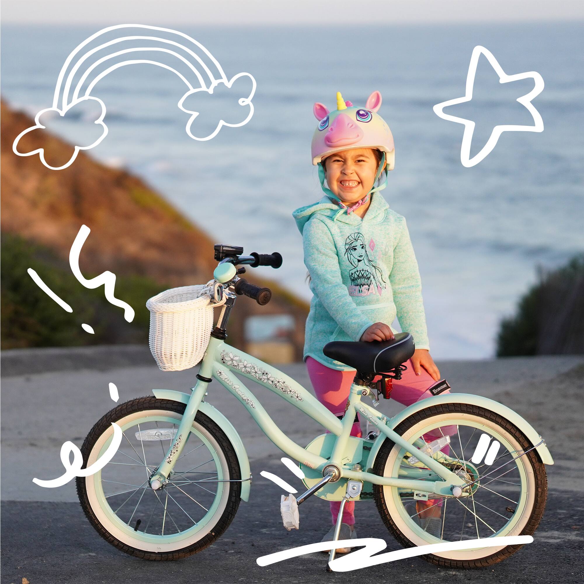 Angle. JOYSTAR - JOYSTAR Cruise 14" Kids Bike for Ages 3-5 Years Old Girls Boys, Child Bicycles with Training Wheels Coaster Brake, Green - Green.