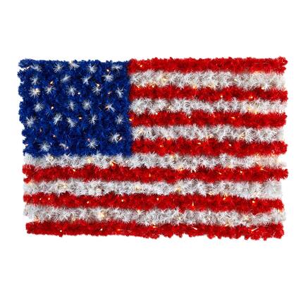 Front. BreeBe - 3’ x 2’ American Flag with 100 LED Lights - Multi.