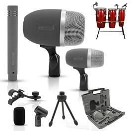 5 CORE - Conga Mic Snare Tom Microphone Drum Kit Condenser XLR Instrument Mics - Black