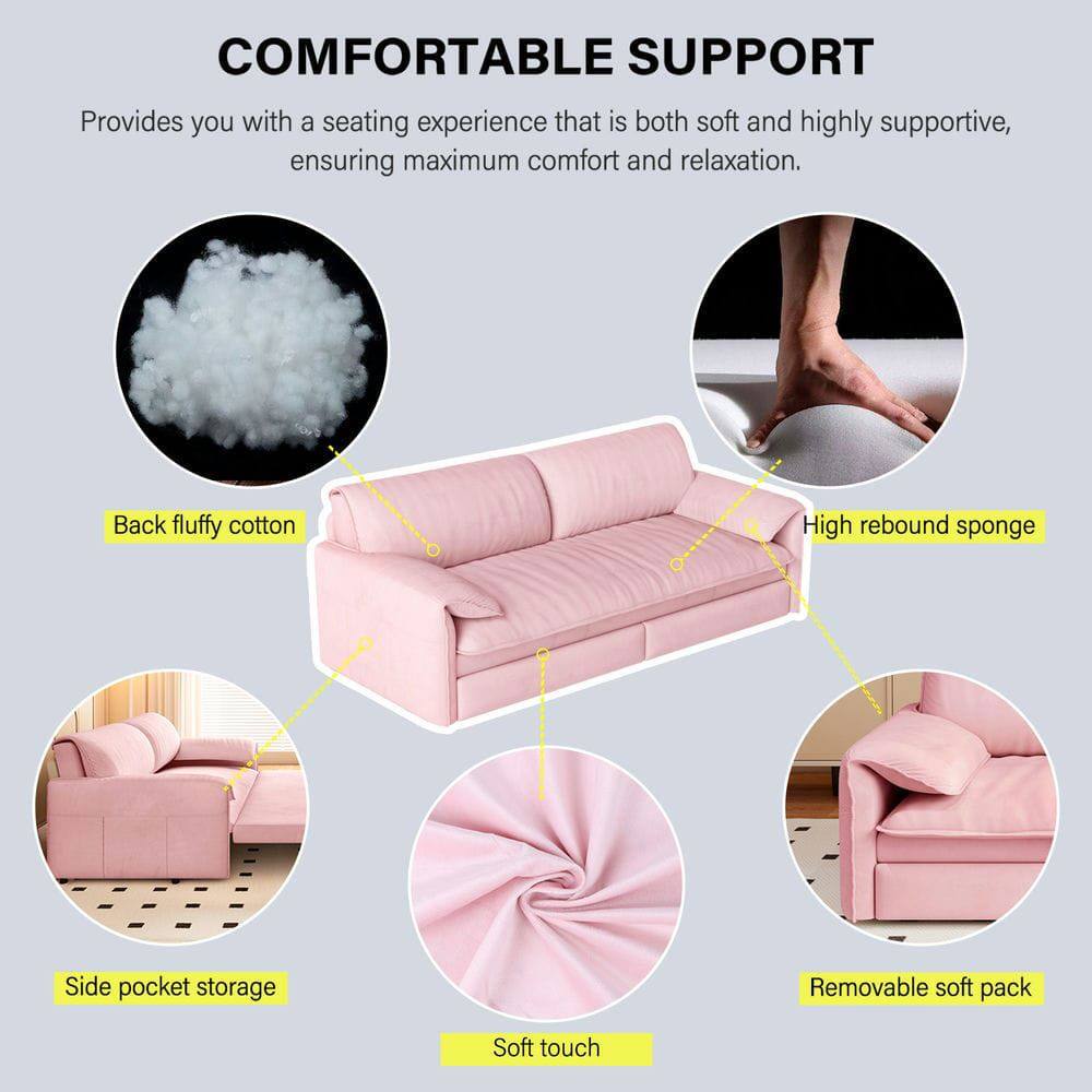 COMFORTABLE SUPPORT  
Provides you with a seating experience that is both soft and highly supportive, ensuring maximum comfort and relaxation.  

- Back fluffy cotton  
- High rebound sponge  
- Side pocket storage  
- Removable soft pack  
- Soft touch
