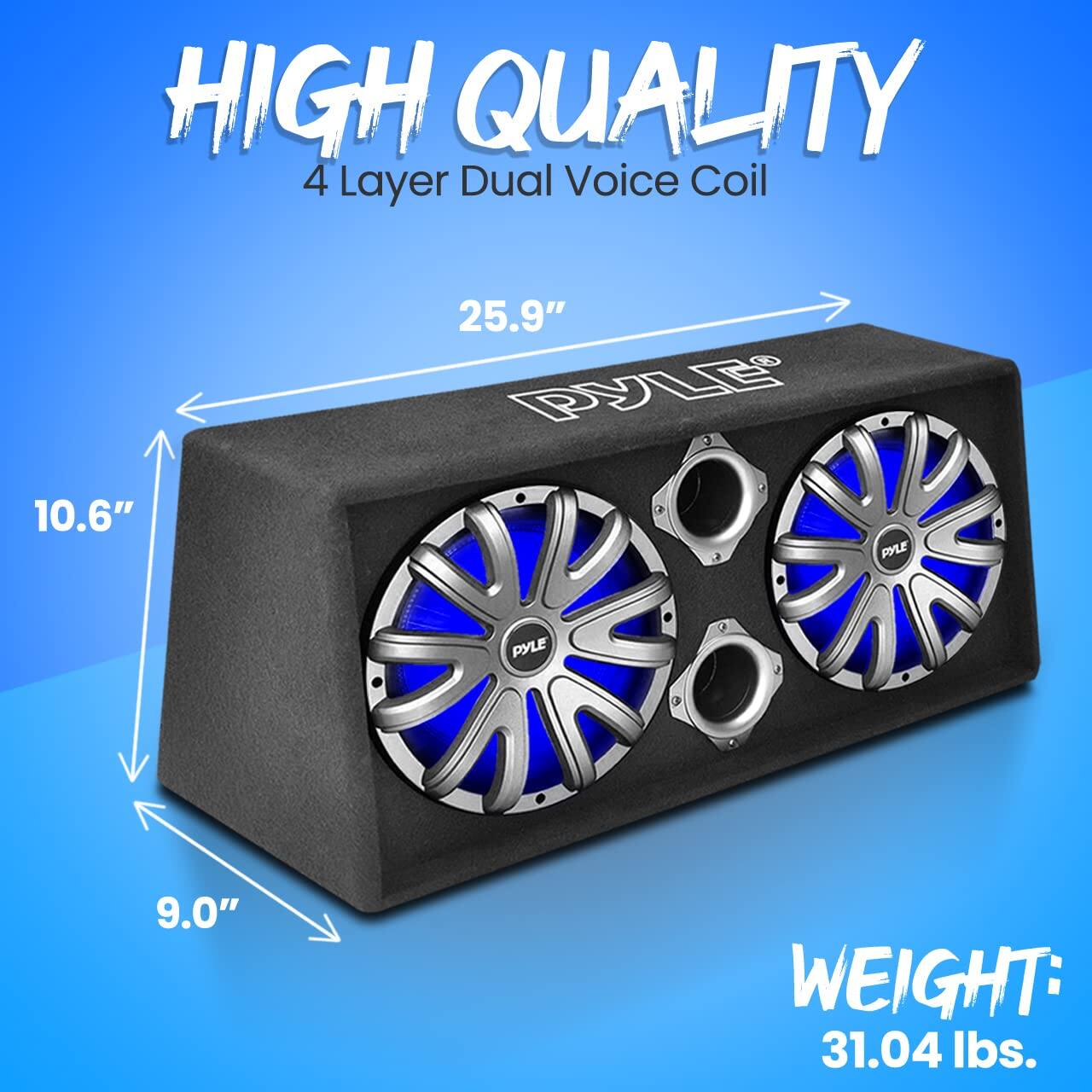 HIGH QUALITY  
4 Layer Dual Voice Coil  

25.9"  
10.6"  
9.0"  

WEIGHT: 31.04 lbs.