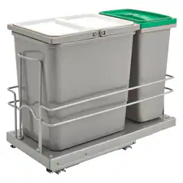 Rev-A-Shelf - Undermount Pullout Trash Can Recycle Bin w/ Soft-close, 5SBWC-815S-1 - Gray