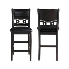 FurniFact - Solid Wood Counter Chairs Set of 2 Ebony - Black