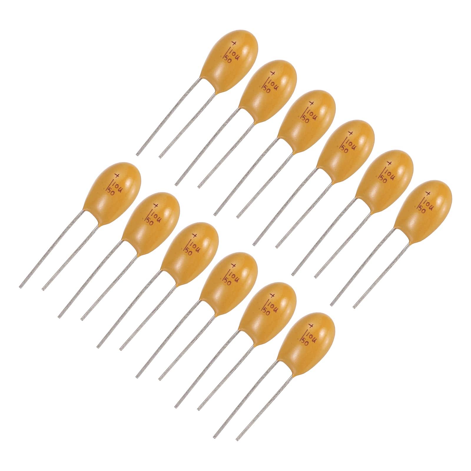 Unique Bargains - Tantalum Capacitor 10uF 50V Yellow Radial Dipped, for Circuit Boards/DIY/Computer, 12pcs - Orange price history on PriceWatchPro