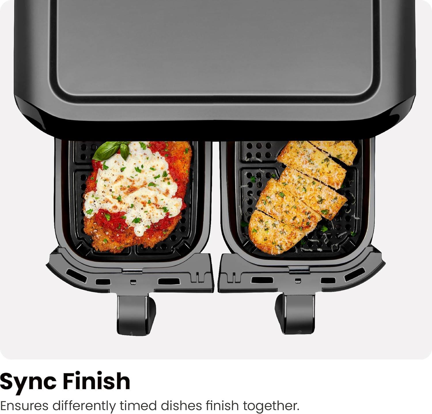 Sync Finish  
Ensures differently timed dishes finish together.