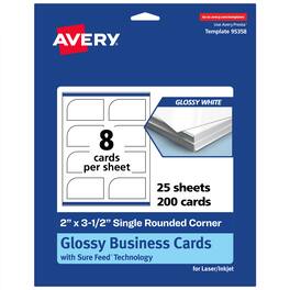 Avery - Business Cards, 2" x 3-1/2", Glossy 200 Total - White