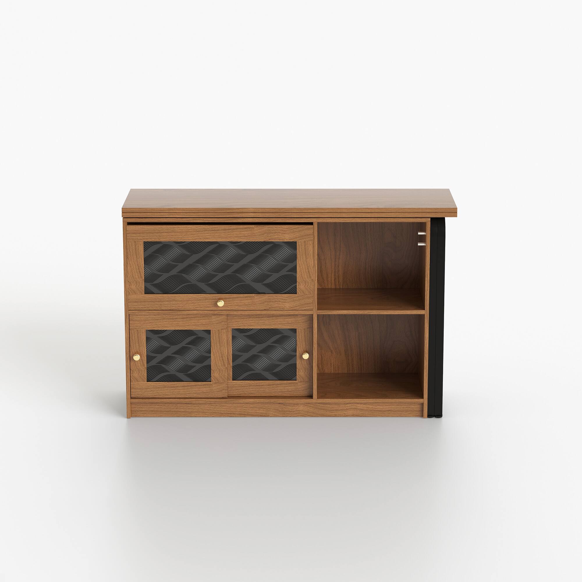 Alt View 4. luck idea - Multifunctional Expandable Sideboard, Convertible Dining Table for Living & Dining - Walnut Color.