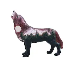 Pacific Trading - Howling Big Tree Wolf Full Moon Figurine 6 Inch - Multicolor