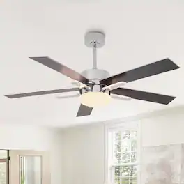 Parrot Uncle - 52" Modern 3CCT Integrated LED Ceiling Fan with 5 Acrylic Bars and Remote - Chrome