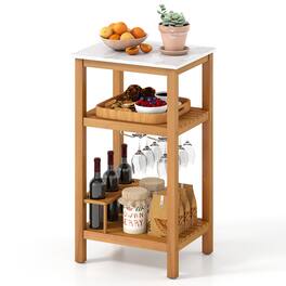 Gymax - Patio Wood Storage Cabinet Acacia Wood Outdoor Kitchen Organizer w/ Bottom Shelf - Natural