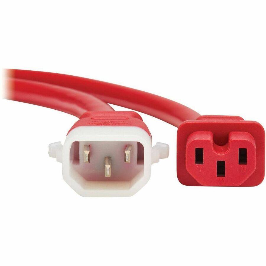 Alt View 3. Tripp Lite - Eaton Tripp Lite Series 6 Pack of Locking C15 to C14 P-Lock Power Cord - 6ft Extension Cables, Red, Heavy-Duty, 15A - Red.