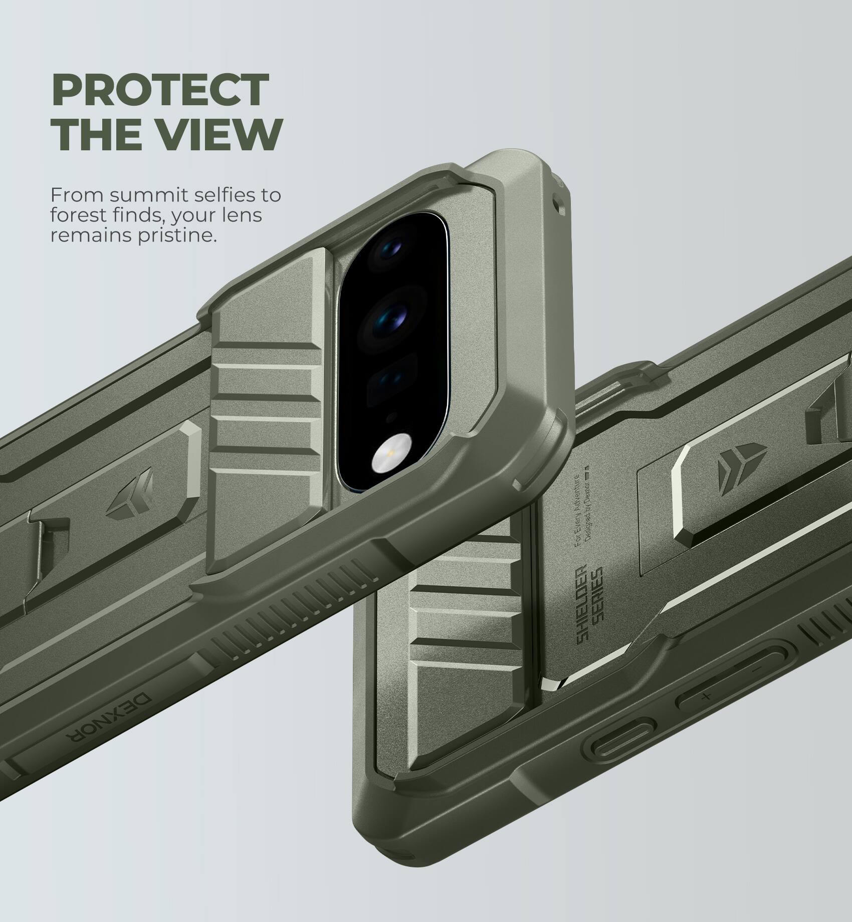 PROTECT THE VIEW  
From summit selfies to forest finds, your lens remains pristine.  
DEXNOR  
SHIELDER SERIES