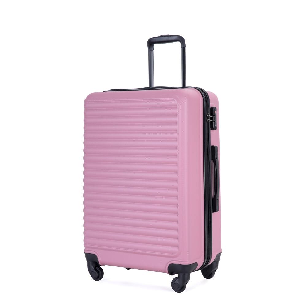 Back. Ropilly - Ropilly Pink 3 Piece Luggage Set Hardshell Suitcase with Spinner Wheels TSA Lock - Pink.