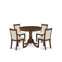 East West Furniture - 5 Pc Dining Set Includes a Round Wooden Table and 4 Parson Chairs - Gray