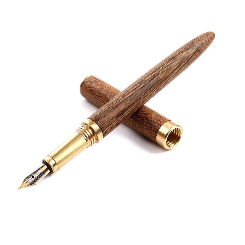Alt View 7. Steel Horse Leather - The Hemmingway | Handmade Wood and Brass Fountain Pen - Black.