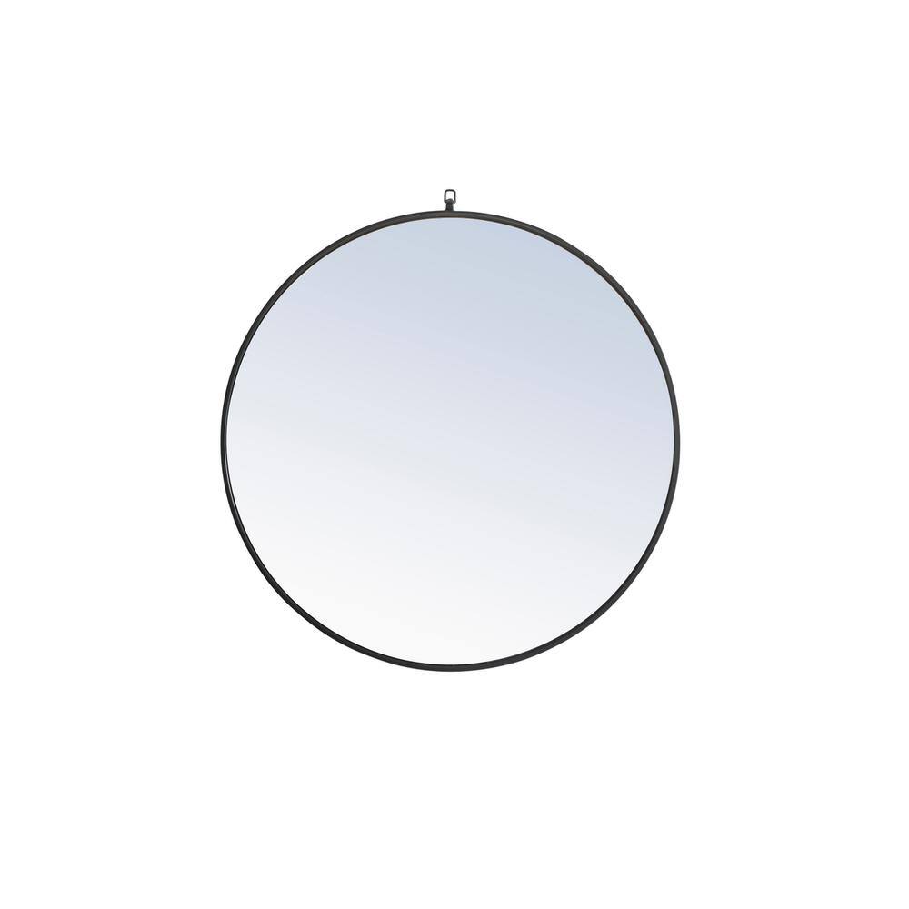 Alt View 8. Elegant Decor - Metal frame Round Mirror with decorative hook 36 inch Black finish - Black.