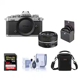 Bundle - Nikon - Z fc DX-Format Mirrorless Camera with NIKKOR Z 28mm f/2.8 (SE) Lens with 64GB SD Card, Shoulder Bag, Filter