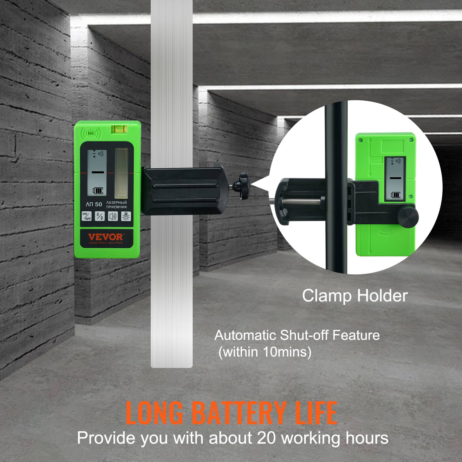A 50 - VEVOR TO i - POS Clamp Holder Automatic Shut-off Feature (within 10mins) LONG BATTERY LIFE Provide you with about 20 working hours