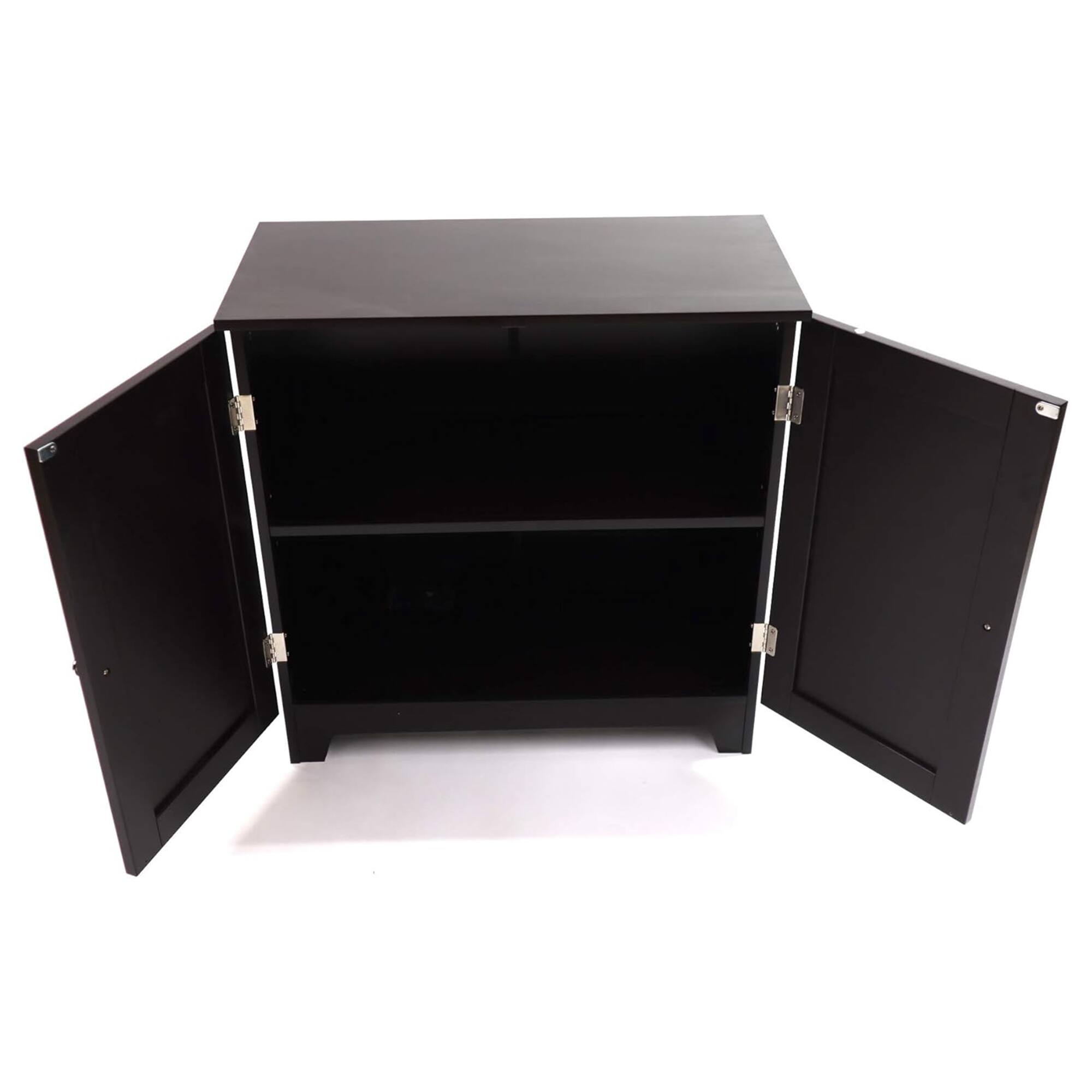 Alt View 4. Redmon - Redmon Contemporary Double Door Cabinet, Modern Wooden Furniture, Espresso - Brown.